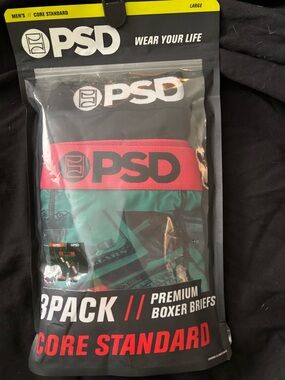 PSD Men's 3-Pack Boxer Briefs - Green, Black, Red